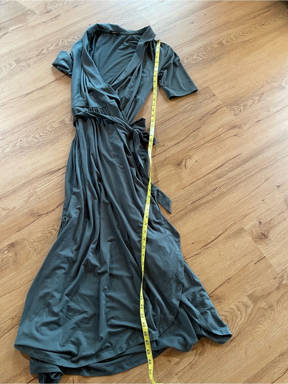 Quince Tencel Jersey Midi Wrap Dress Size L Color Dark Olive - Picture 10 of 11